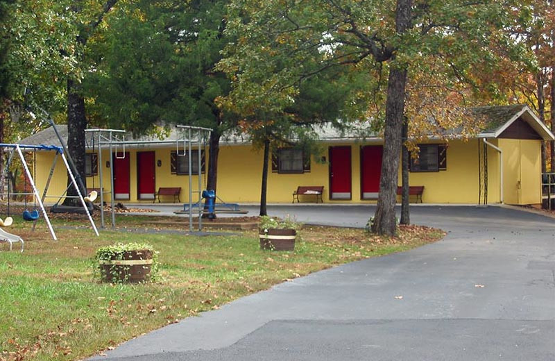 Cabin exterior at Golden Arrow Resort.