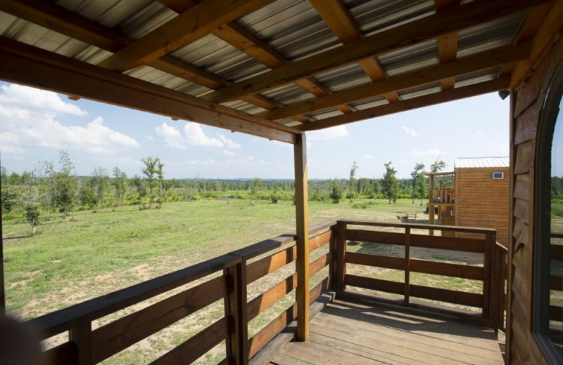 Deck view at Diamonds Old West Cabins.