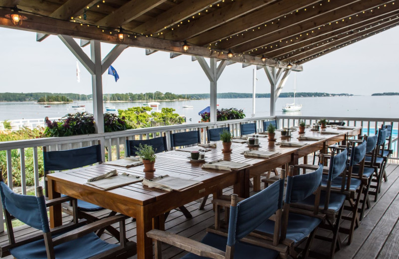 Patio dining at Linekin Bay Resort.