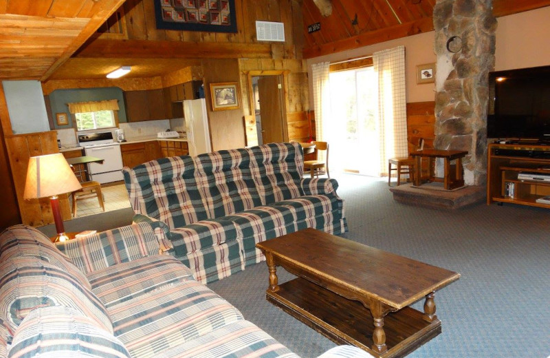 Lodge living room and kitchen at Buckhorn Resort.