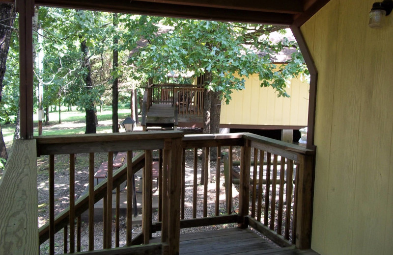 Cabin deck at Golden Arrow Resort.