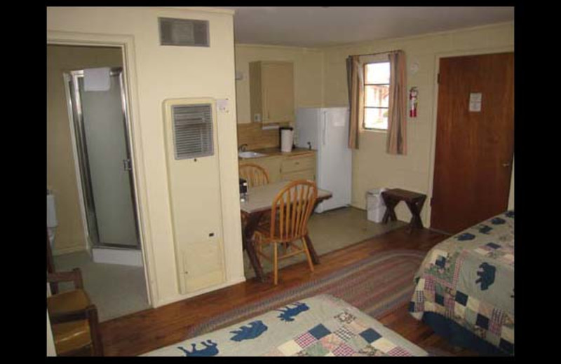 Cabin interior at Redwood Cabins.