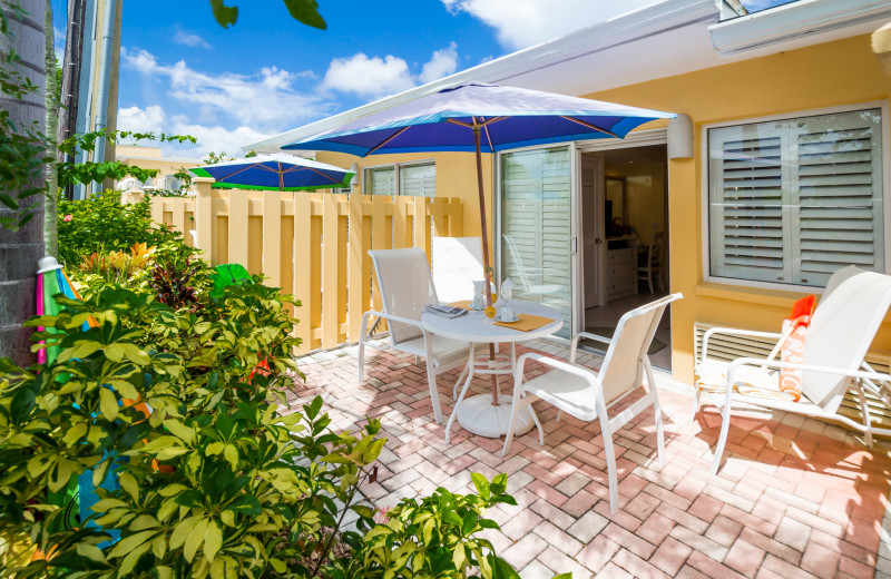 Guest patio at Inn At The Beach Resort.