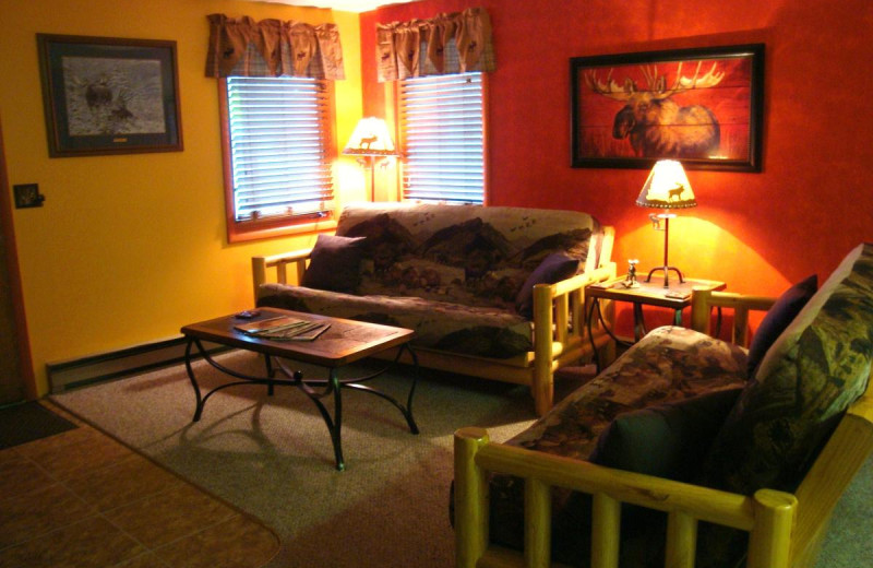 Cabin living room at Yellowstone Wildlife Cabins.