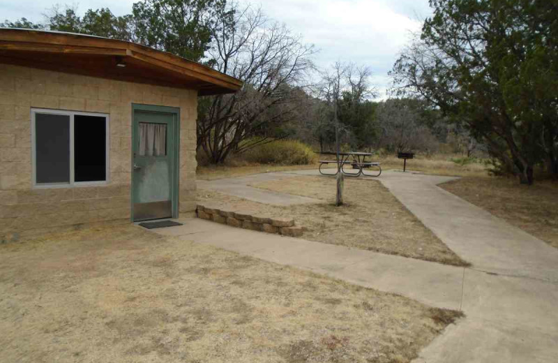 Cabin exterior at Inks Lake State Park.