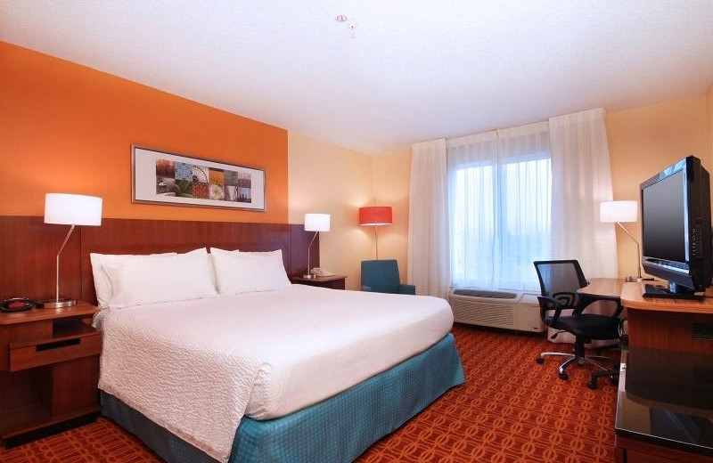 Guest room at Fairfield Inn & Suites Dallas Las Colinas.