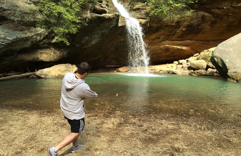 Waterfall at Old Man's Cave Chalets.