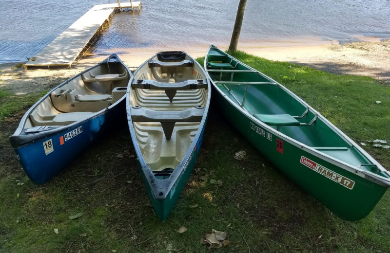 Canoes at Riverside Resort.