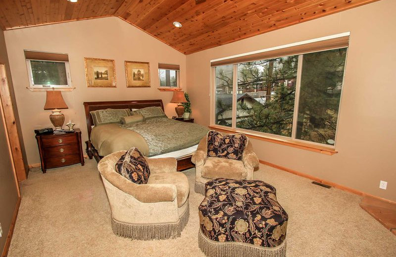 Rental bedroom at Big Bear Vacations.