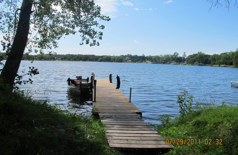 The dock at Whispering Waters Resort.