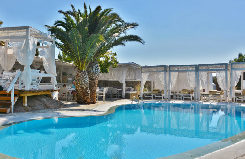 Outdoor pool at Zephyros Hotel on Paraga Beach.