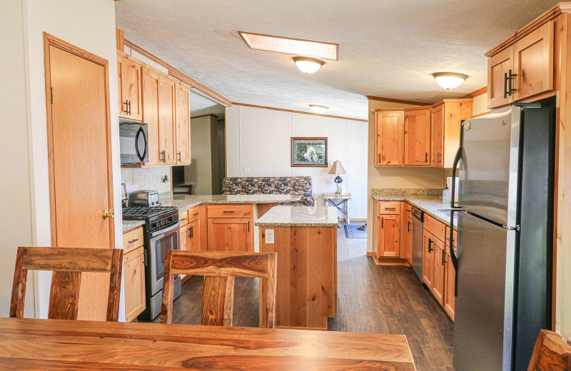 Cabin kitchen at Sand Lake Resort.