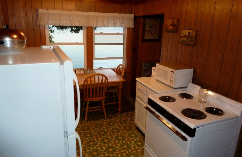 Cabin kitchen at Slack's Edgewater Beach Resort.