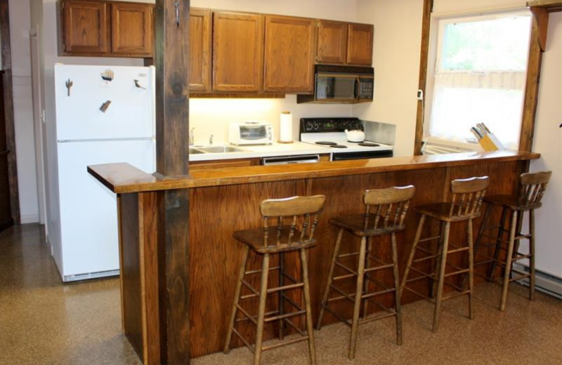 Rental kitchen at Saco Bay Rentals.