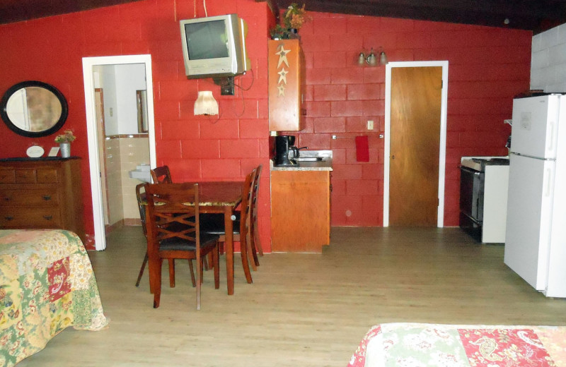 Cabin interior at Heart of Texas Lake Resort.