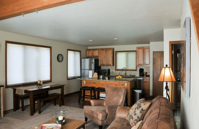 Rental kitchen at No Moosin' Around Lodging Services.
