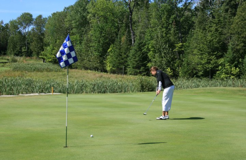 Golfing at Drummond Island Resort.