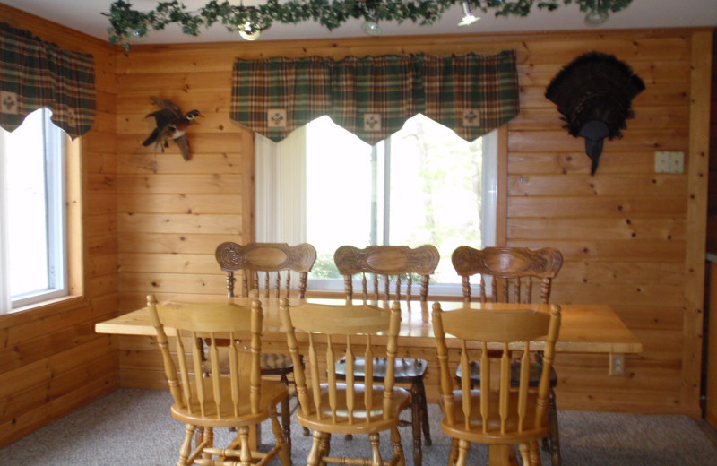 Cabin dining area at Golden Rule Resort.