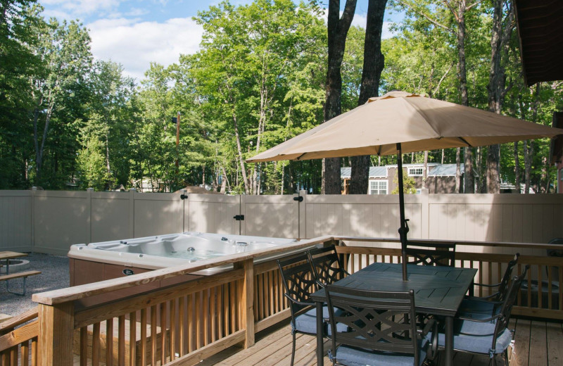 Cottage hot tub at Westward Shores Camping Resort.