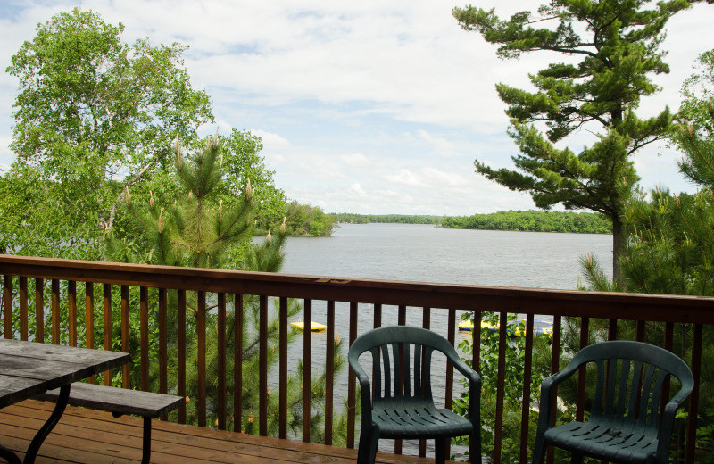 Cabin deck view at Woodland Beach Resort.