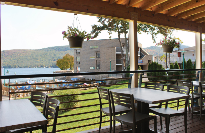 Patio at  Surfside on the Lake Hotel & Suites.