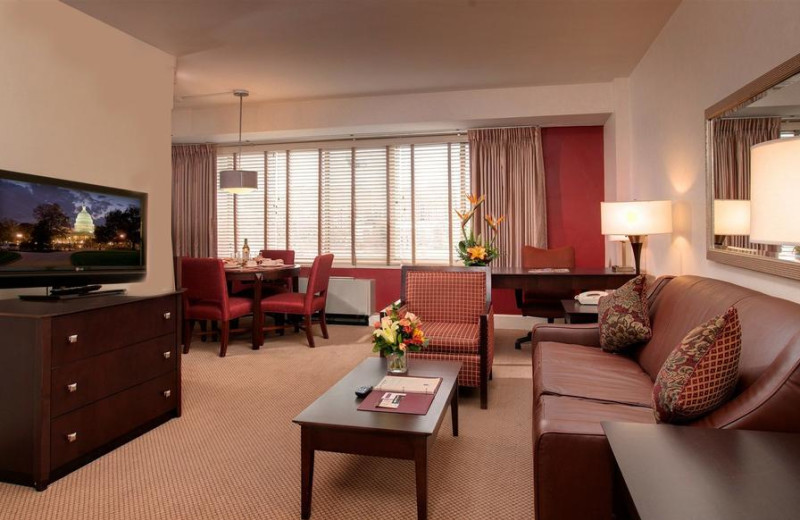 Guest living room at Virginian Suites Arlington.