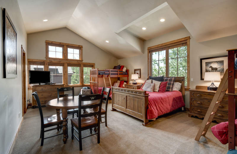 Rental bedroom at The Porches of Steamboat.
