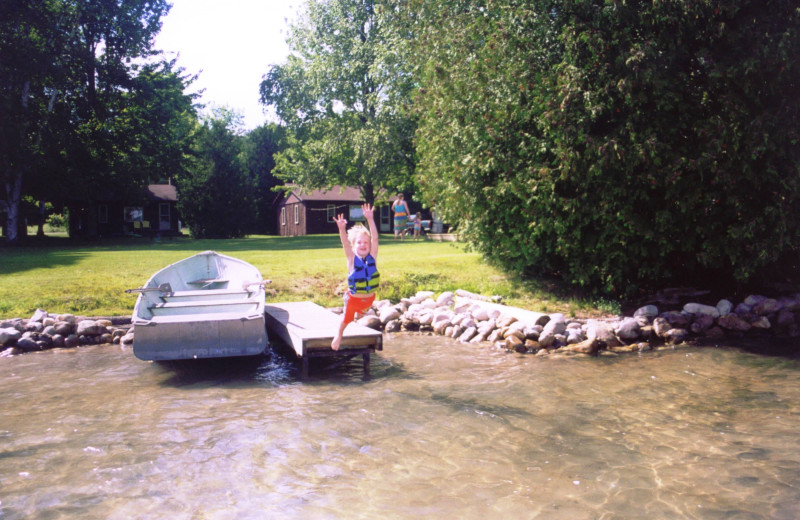 Family at Fisher's Lakeside Cottages.