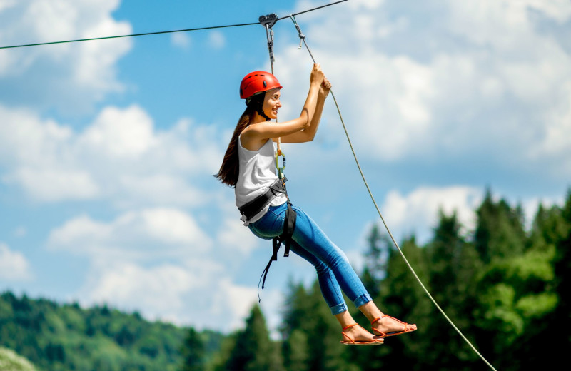 Zip line at Mountaintop Lodge at Lake Naomi.