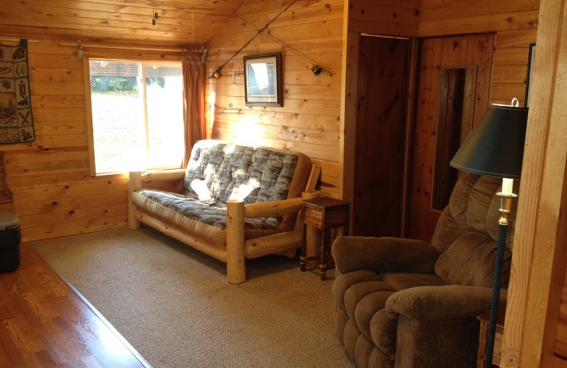 Cabin living room at Cedar Point Resort.