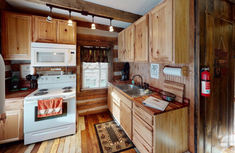 Cabin kitchen at 1st Choice Cabin Rentals.