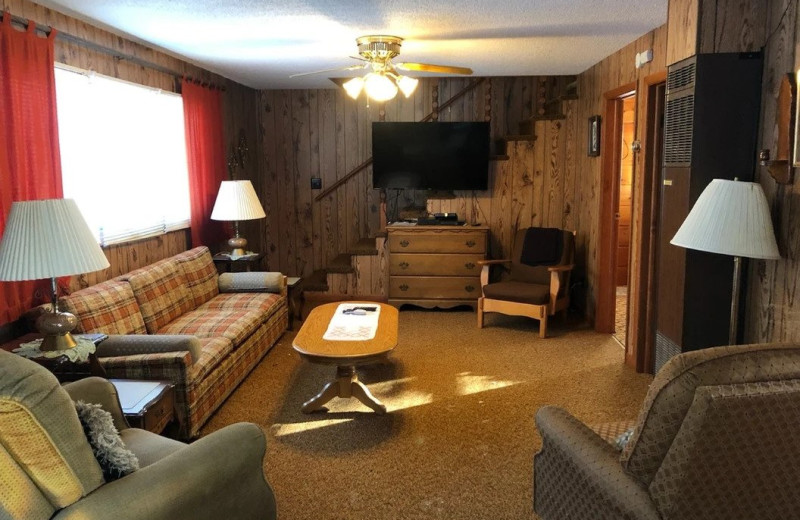 Cabin living room at Birchwood Resort.