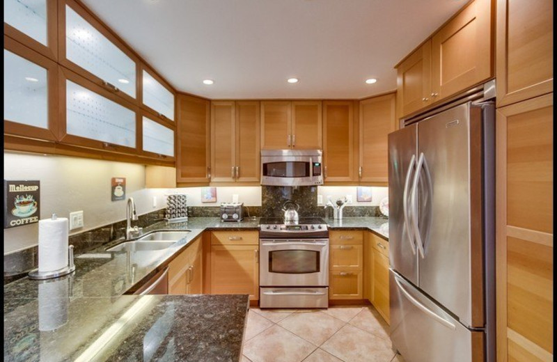 Rental kitchen at Surf Style Vacation Homes.