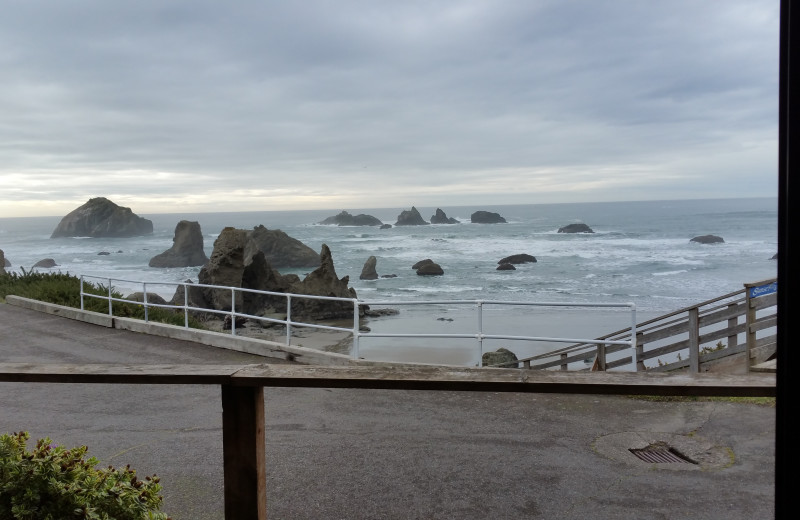 Beach view at Sunset Oceanfront Lodging.