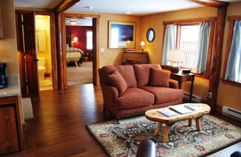Cabin living room at Vista Verde Ranch.