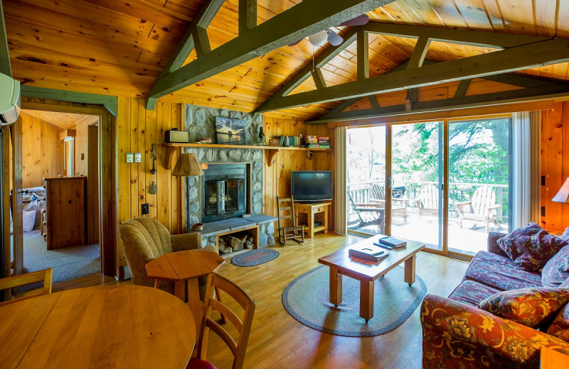 Cabin living room at Ludlow's Island Resort.