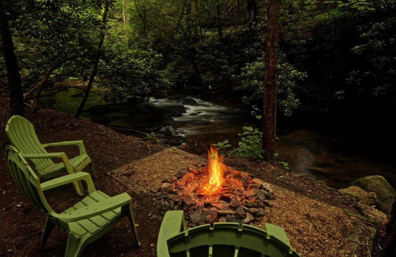 Cabin bonfire at Sliding Rock Cabins.