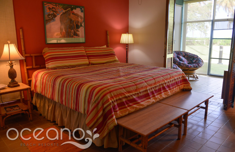 Vacation rental bedroom at Oceano Beach Resort.