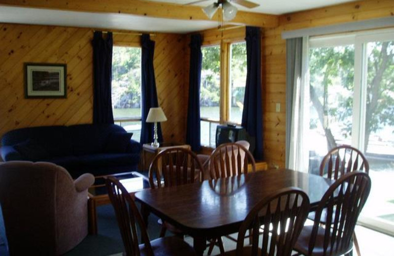 Cabin dining room at Pleasant Cove Resort.