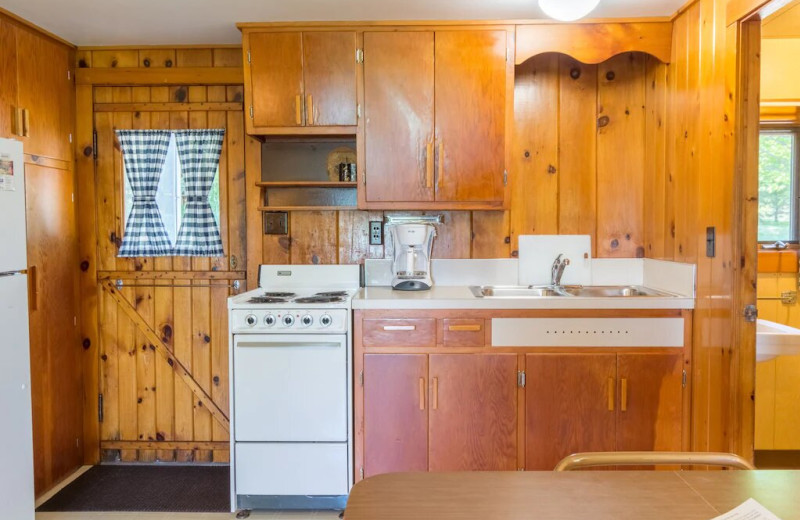 Cottage kitchen at Fisher's Lakeside Cottages.