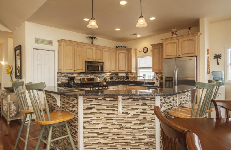 Rental kitchen at Oak Island Accomodations.