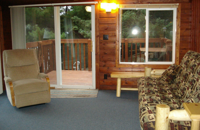 Cabin living room at Moore Springs Resort.