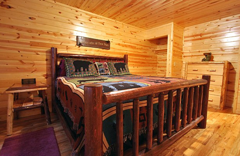 Cabin bedroom at Sautee Resorts.