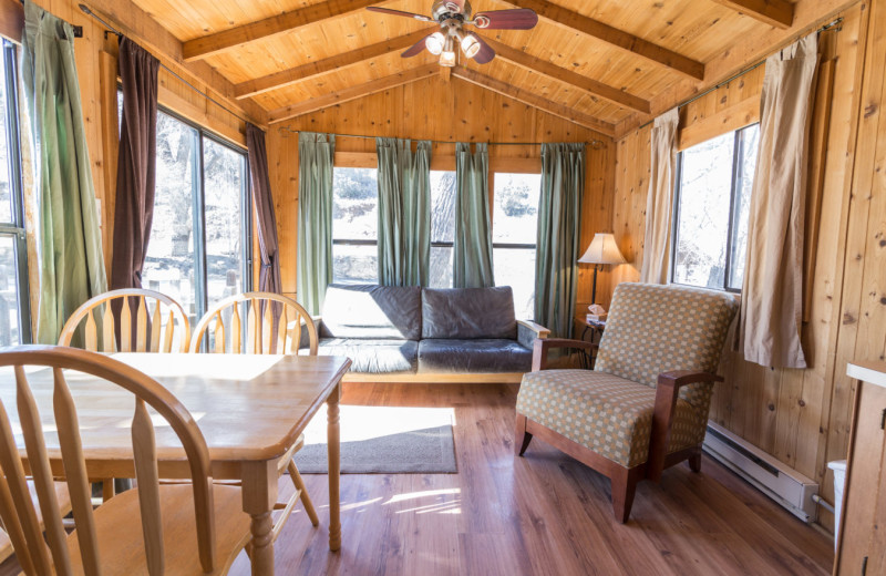 Cabin living room at Indian Hot Springs.