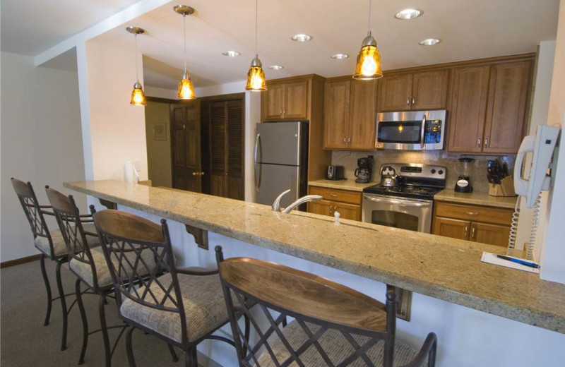 Rental kitchen at Lodge At Avon Center.