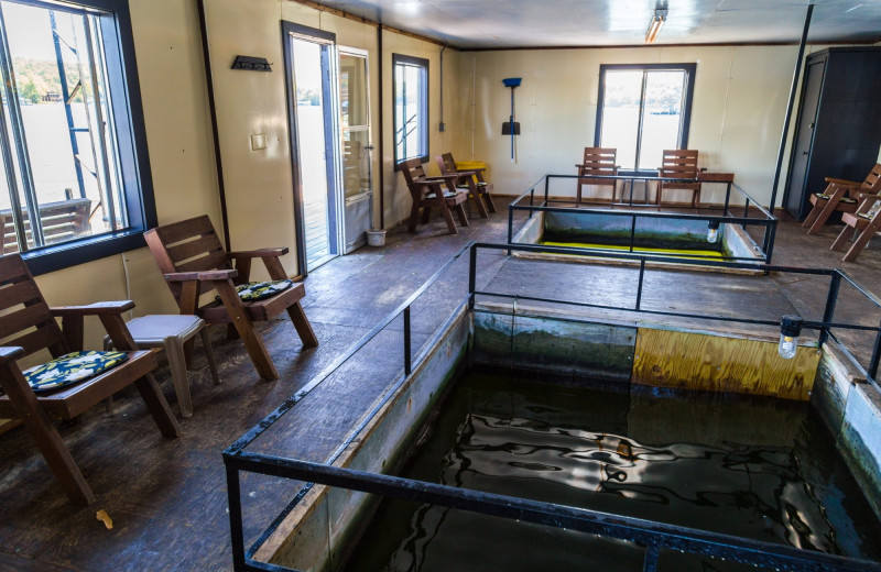 Indoor heated fishing dock at Point View Resort.