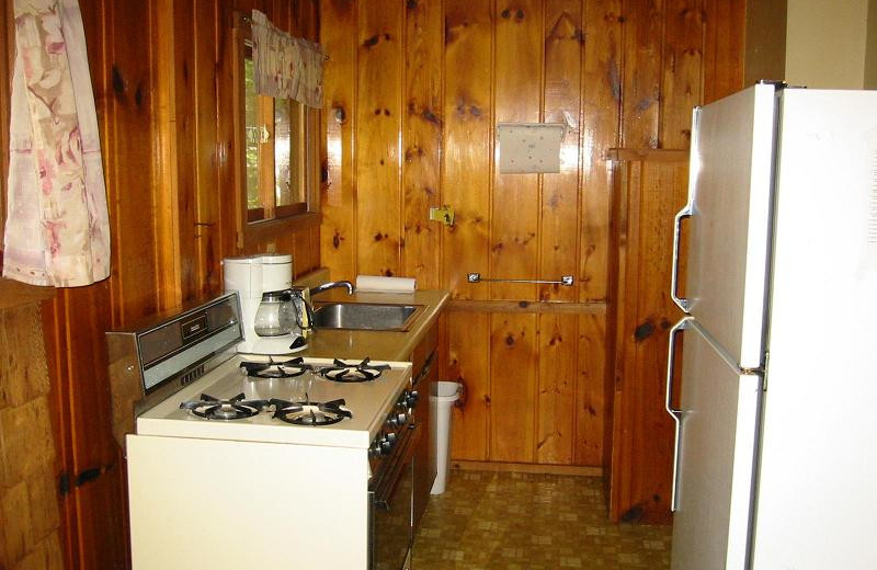 Cabin kitchen at Mission Beach Resort & Campground.