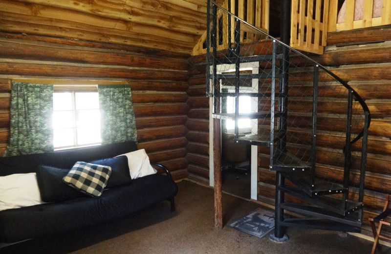 Cabin living room at North Shore Lodge & Resort.