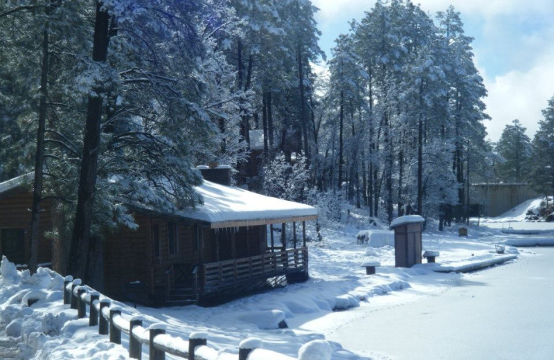 Cabin exterior at Lake Of The Woods.