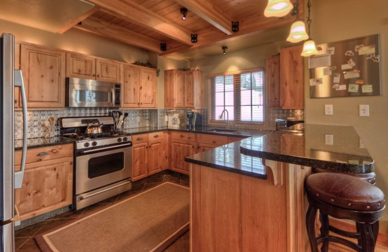 Rental kitchen at Moonlight Rentals in Big Sky.